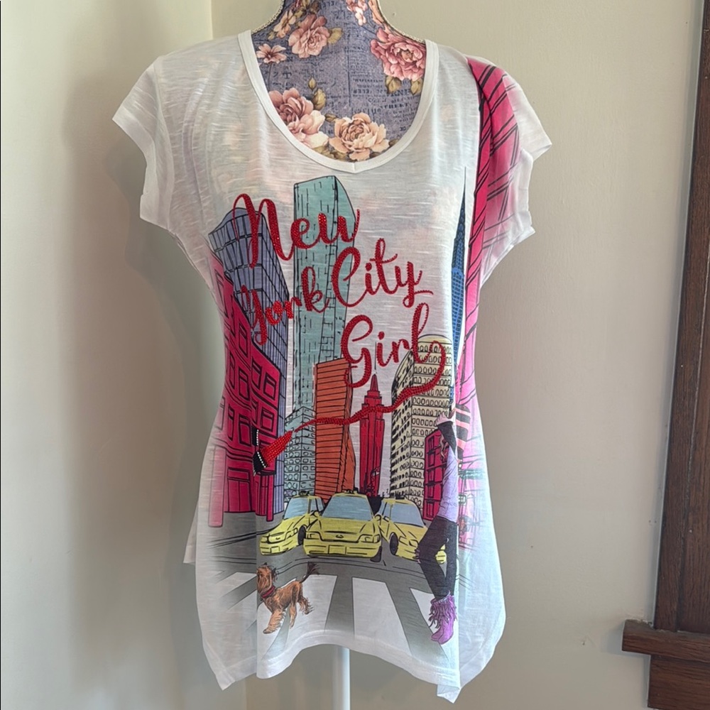 New York City Girl Vibrant Cityscape Graphic Tee